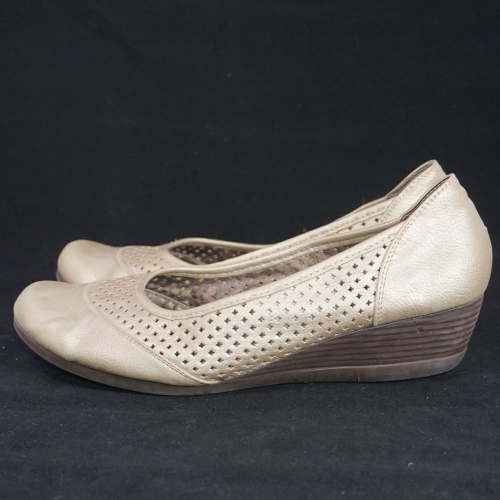 Santorini Gold Ballet Style Wedges, Size 38